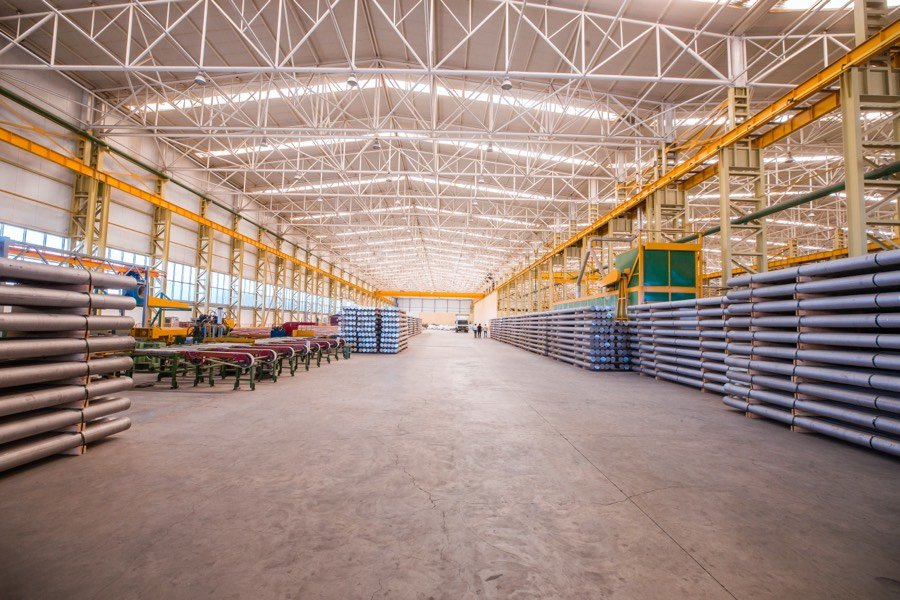 Stock stored inside a business warehouse